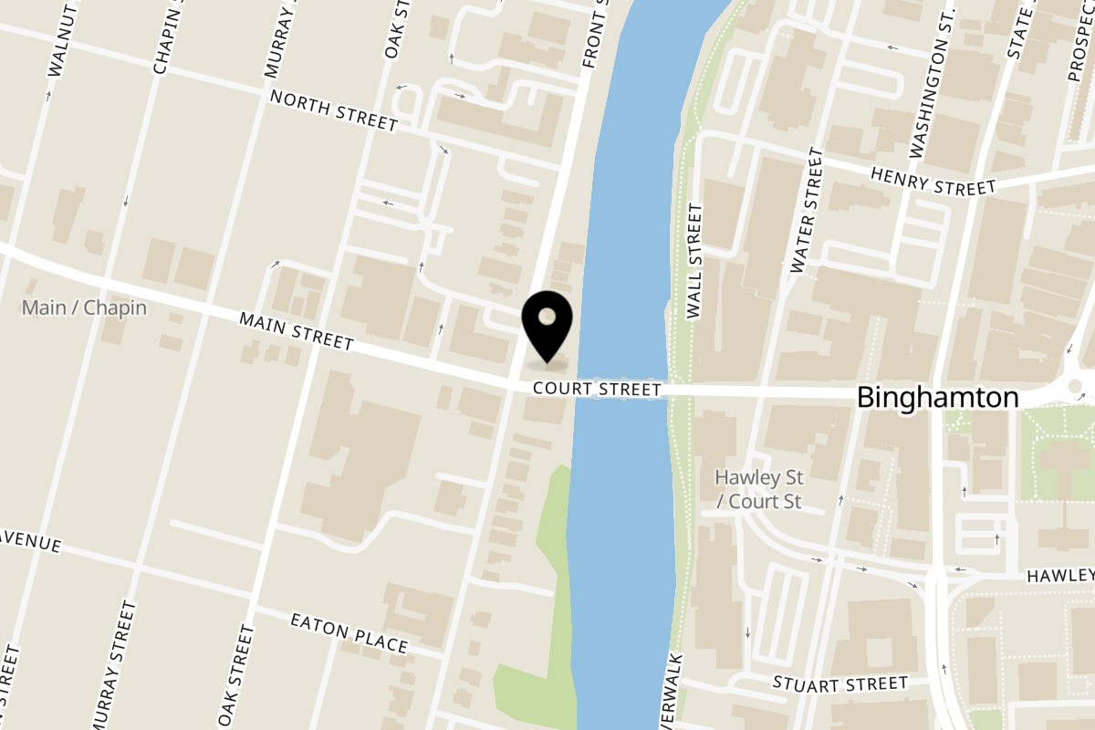 Map showing the location of Despina's Mediterranean Taste on 8 Main St in Binghamton